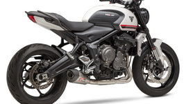 TRIUMPH 660 YOSHIMURA AT2 FULL EXHAUST SYSTEM.TRIDENT 21-23 / 22 TIGER SPORT 660 Race AT2 Stainless Full Exhaust, w/ Stainless Muffler