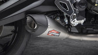 TRIUMPH 660 YOSHIMURA AT2 FULL EXHAUST SYSTEM.TRIDENT 21-23 / 22 TIGER SPORT 660 Race AT2 Stainless Full Exhaust, w/ Stainless Muffler