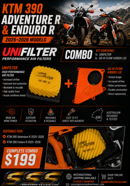 KTM390 ADVENTURE R ENDURO 2025-2026 UNI AIRFILTER AND HIFLOW AIRBOX LID COMBO