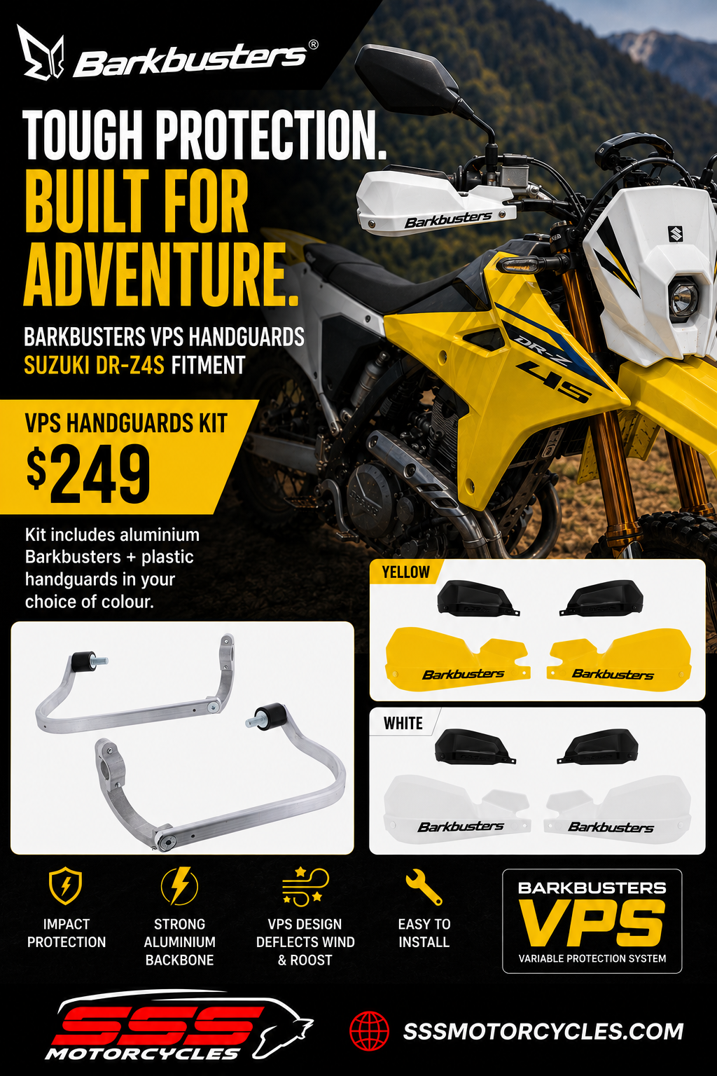 SUZUKI DR-Z4S Barkbusters Handguard kit VPS| SSS Motorcycles